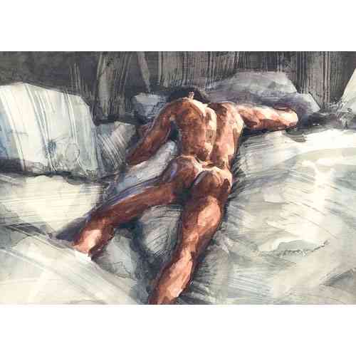 Robert C. Rore, Mann im Bett, WV 7176F, Fine Art Print