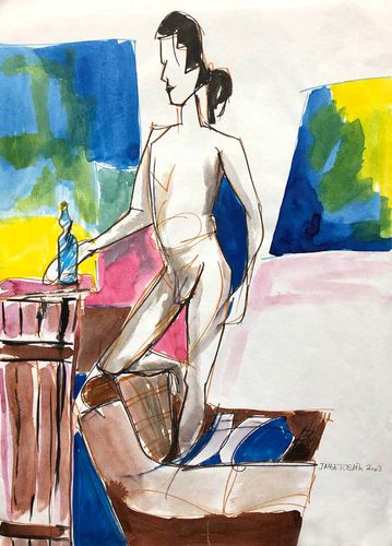 Ljubica Janjetovic, A male nude with a bottle standing on an armchair
